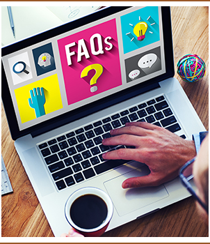 Laptop screen showing an FAQ page